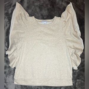 Evereve Cream Ruffle Sleeve Top